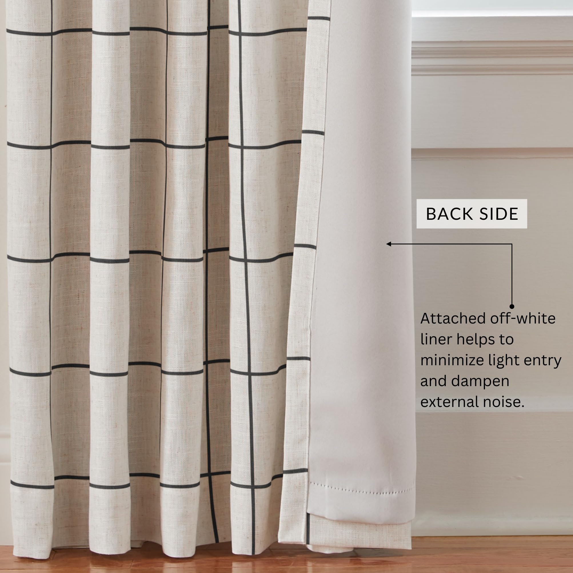 Elrene Brighton blackout lining helps reduce light and enhance privacy.