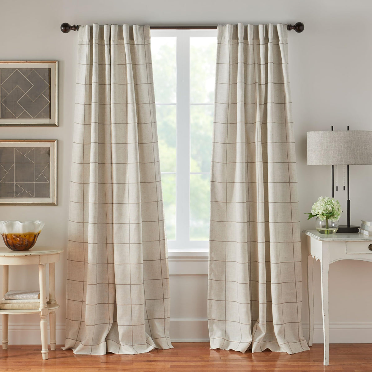 Elrene Brighton Windowpane Plaid blackout curtain blocks light for peaceful bedrooms