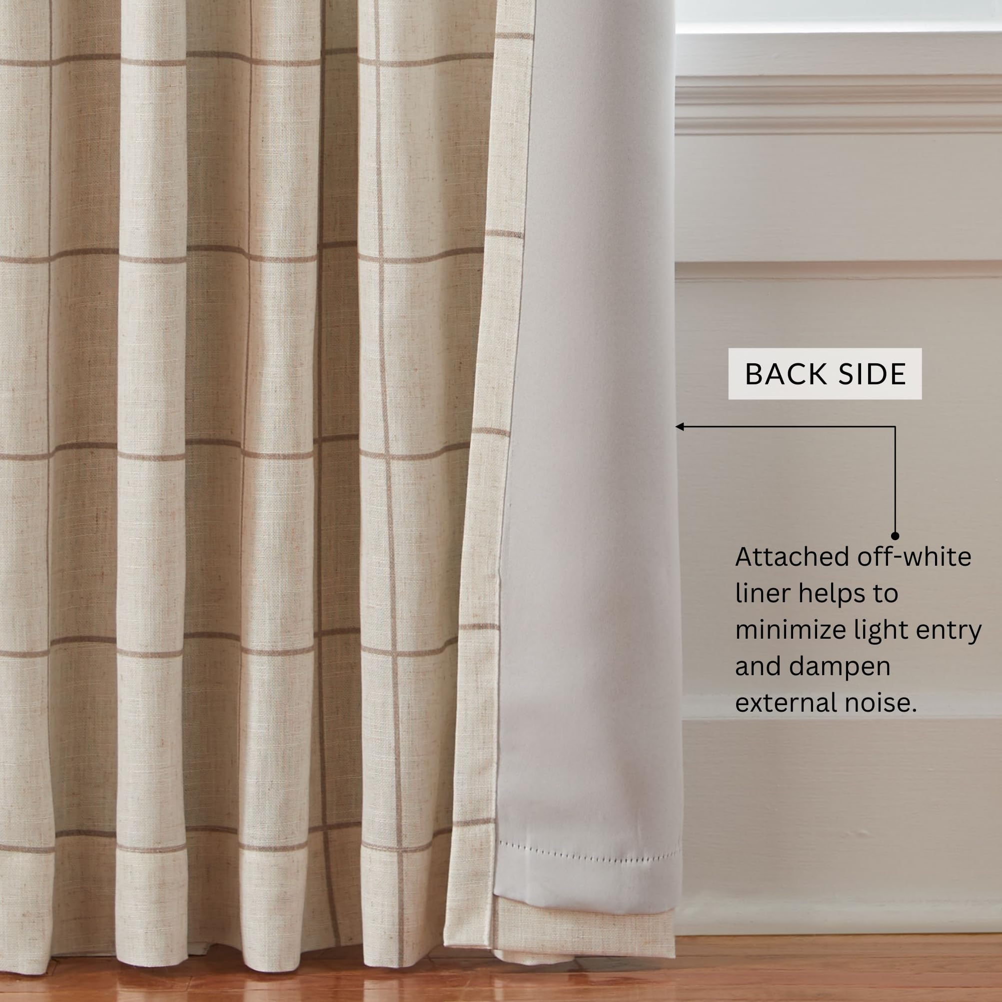 Elrene Brighton Windowpane plaid in a living room setup with warm ambience