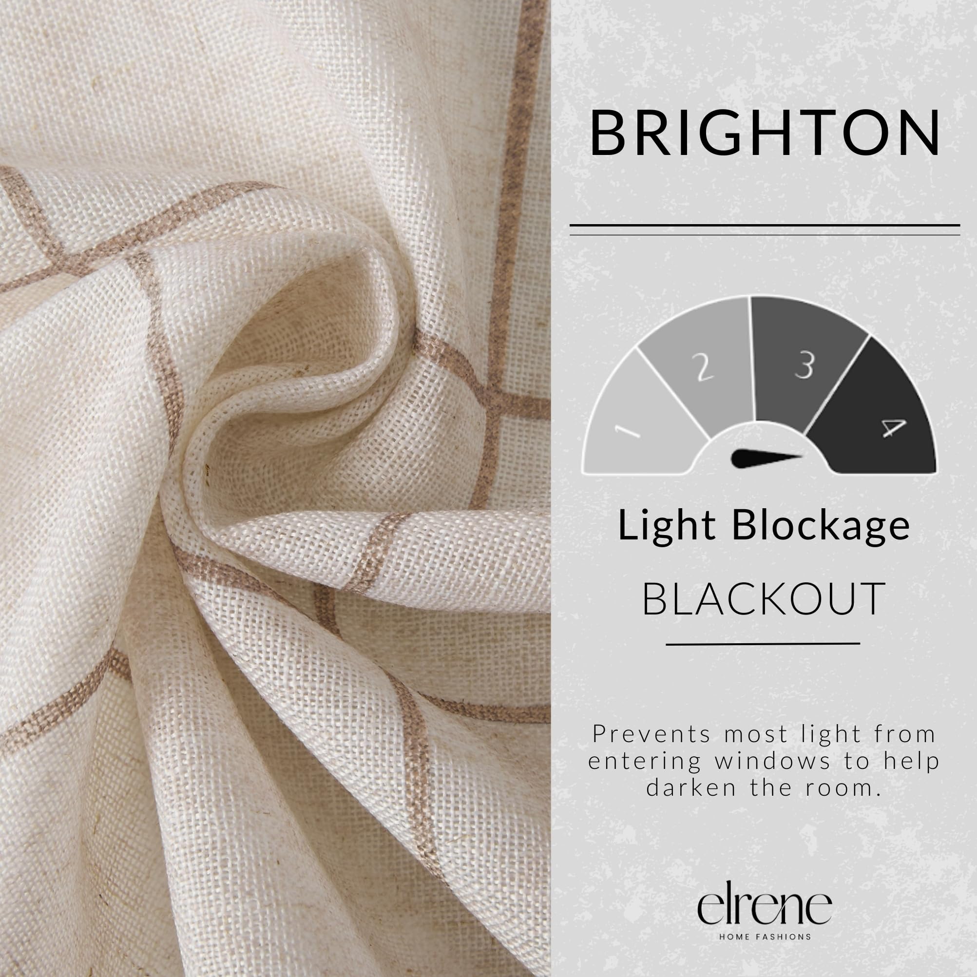 Elrene Brighton Windowpane with rod-pocket and back-tab for flexible hanging.