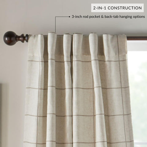 Elrene Brighton Windowpane in a living room creates soft light.