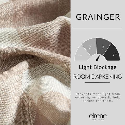 A 52 by 84 inch Elrene Grainger curtain panel on a standard rod.