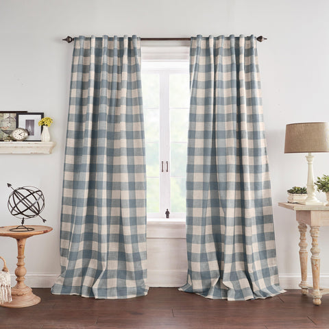 Elrene Grainger buffalo-check blackout curtain front view highlights rustic style and room-darkening potential