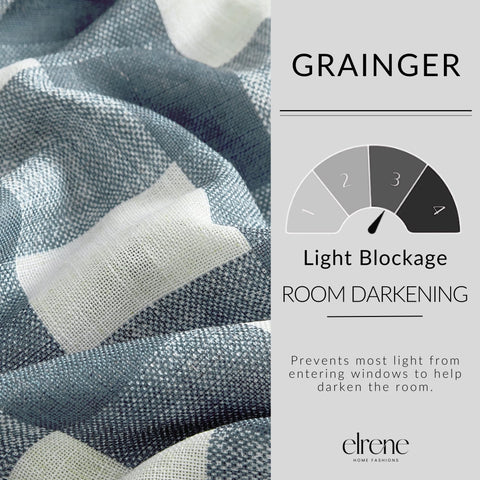 Elrene Grainger buffalo-check blackout curtain rod-pocket detail for easy hanging