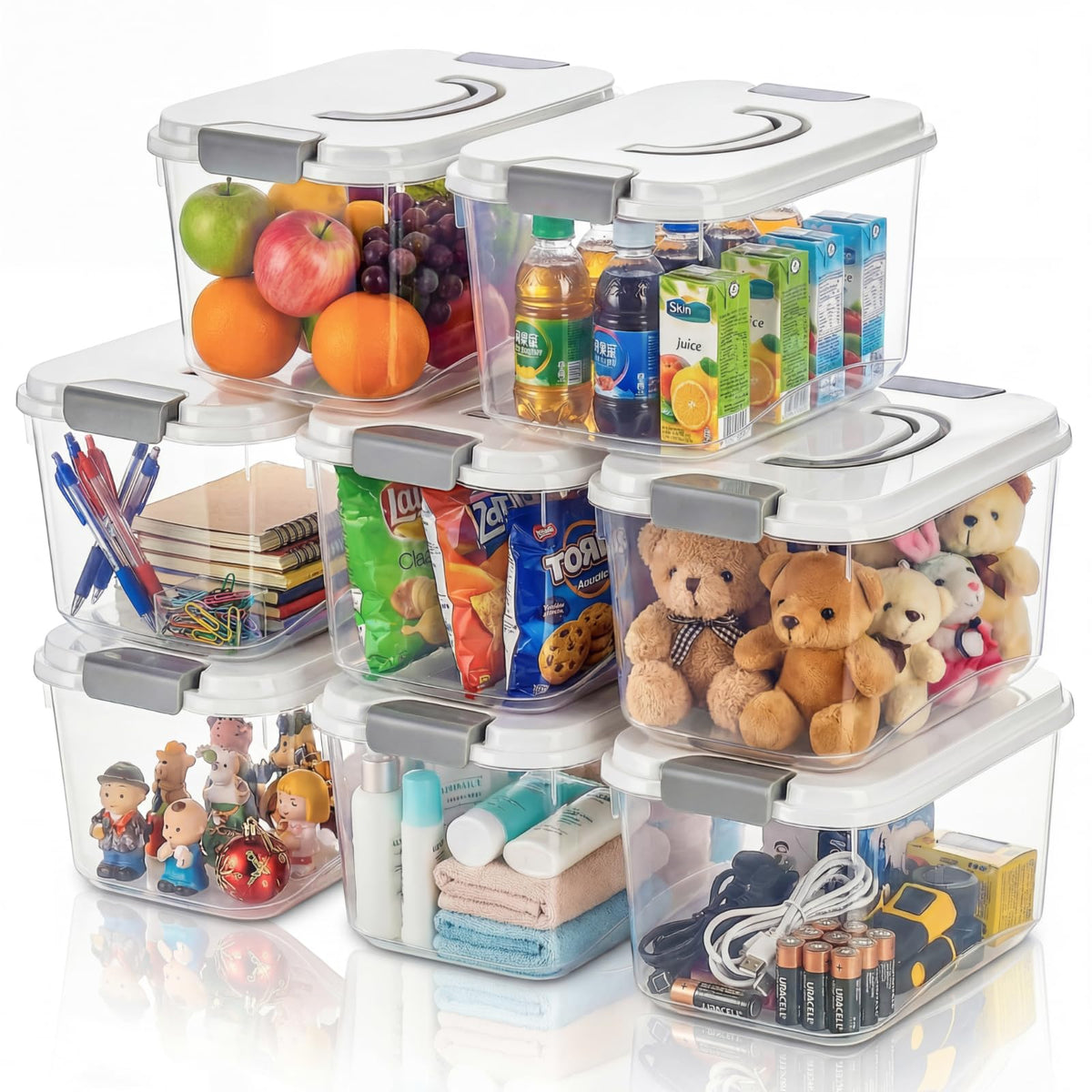 Elsjoy eight-pack 5.5qt bin with clear lid for quick visibility and organized storage.