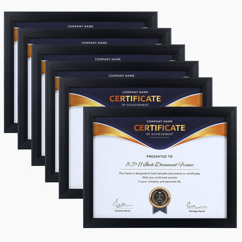 ELSER&HOME 8.5x11 certificate frame six-pack in black for office display