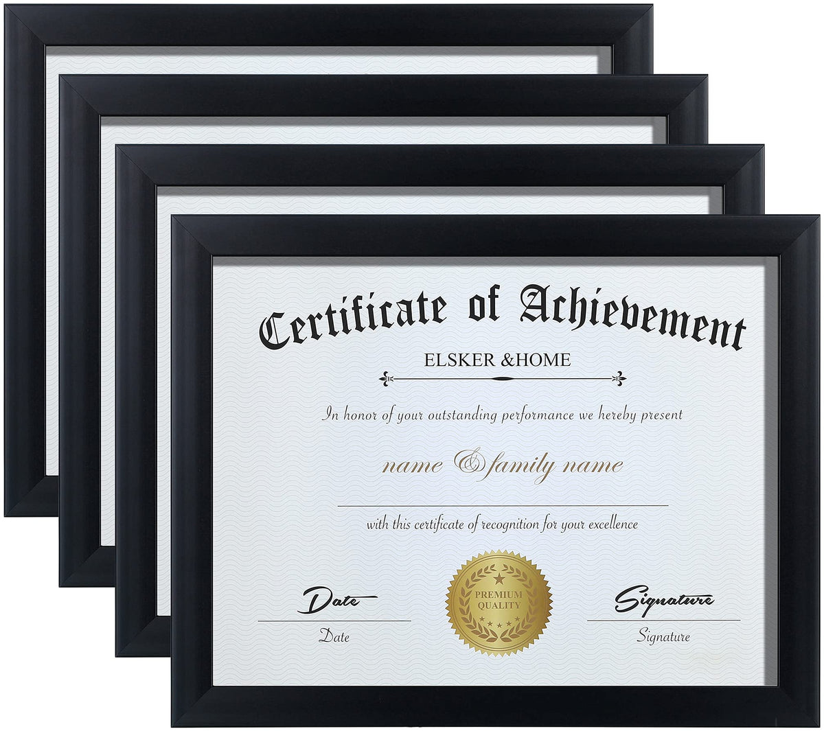 ELSKER&HOME 8.5x11 frame front view with black matte finish for clear certificate display