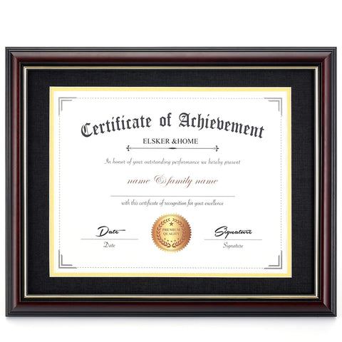 ELSER&HOME diploma frame 11x14 with mat displays certificates neatly.