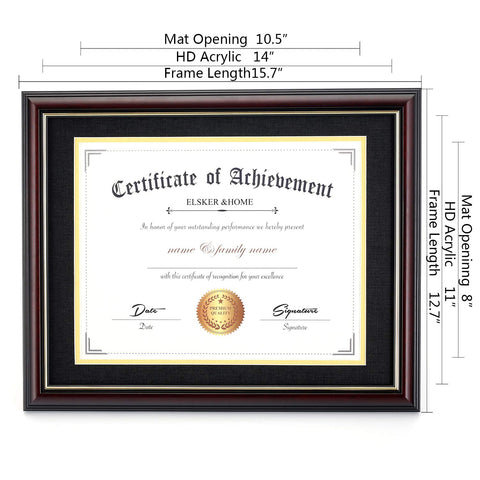 ELSER&HOME diploma frame 11x14 without mat offers a clean display.