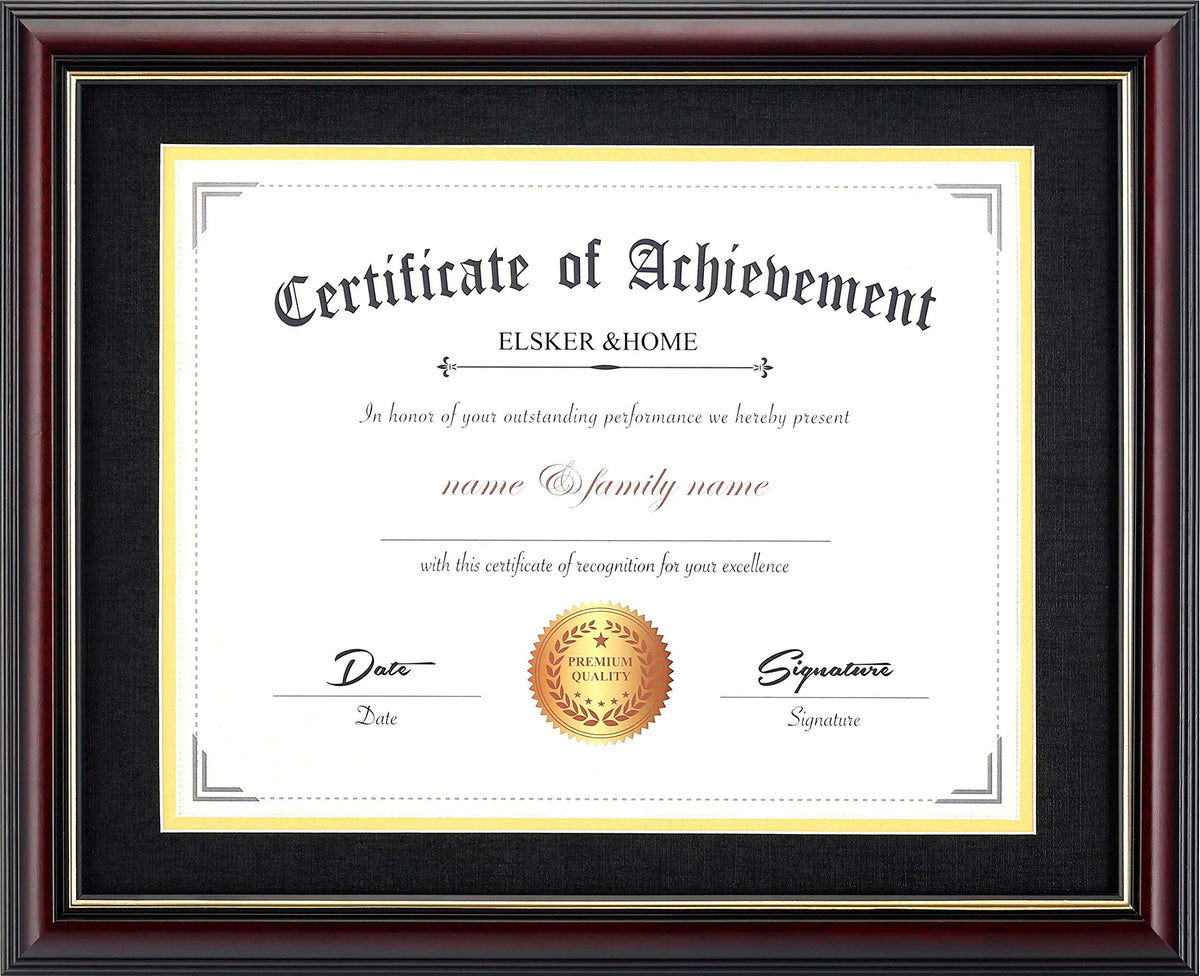 ELSER&HOME 8.5x11 diploma frame with mat showcases certificates securely.