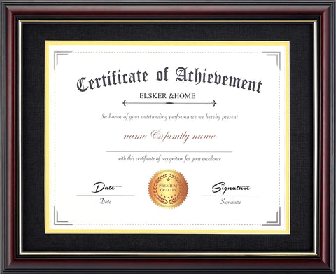 ELSER&HOME 8.5x11 diploma frame with mat showcases certificates securely.