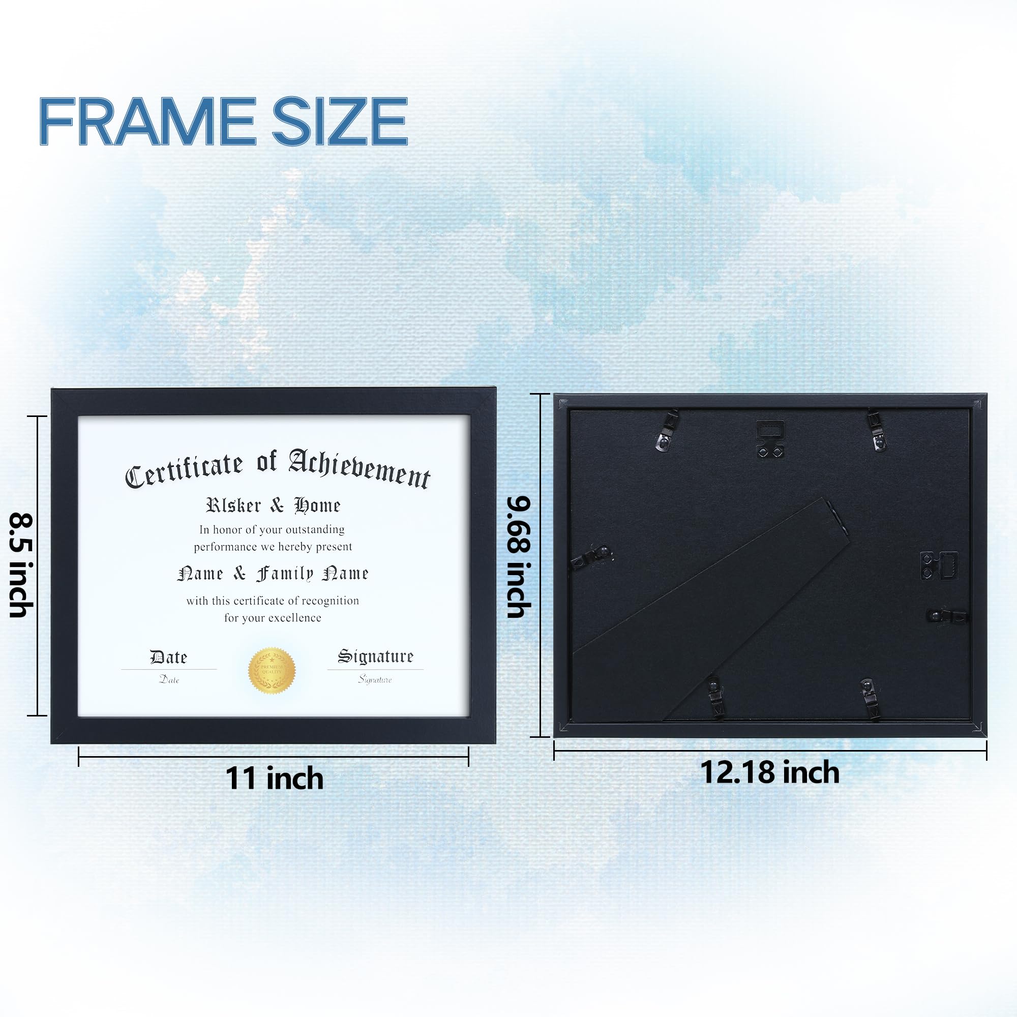 ELSKERHOME black frame with matte finish complements diplomas and photos