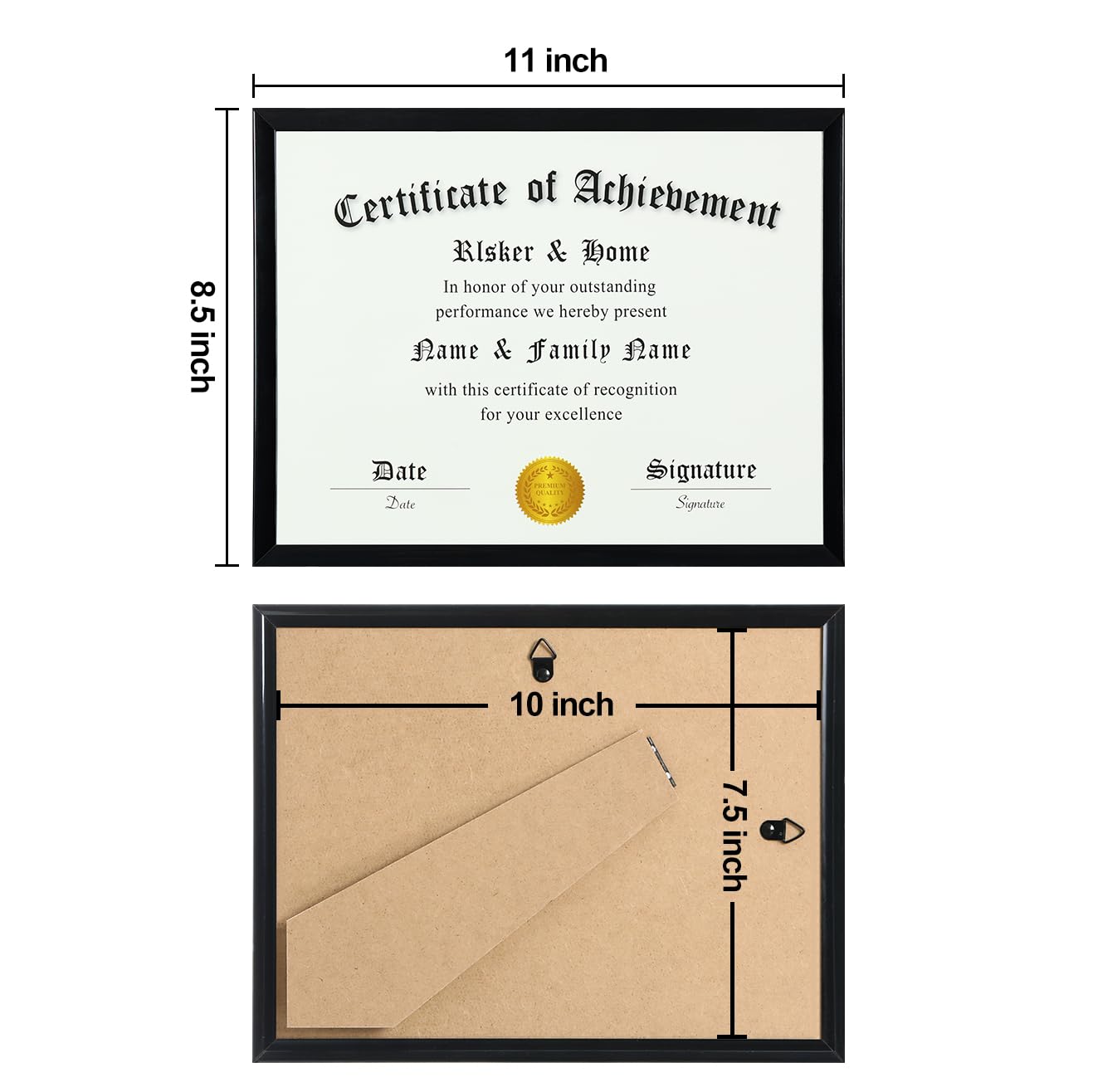 HD plexiglass protects certificates from dust and scratches.