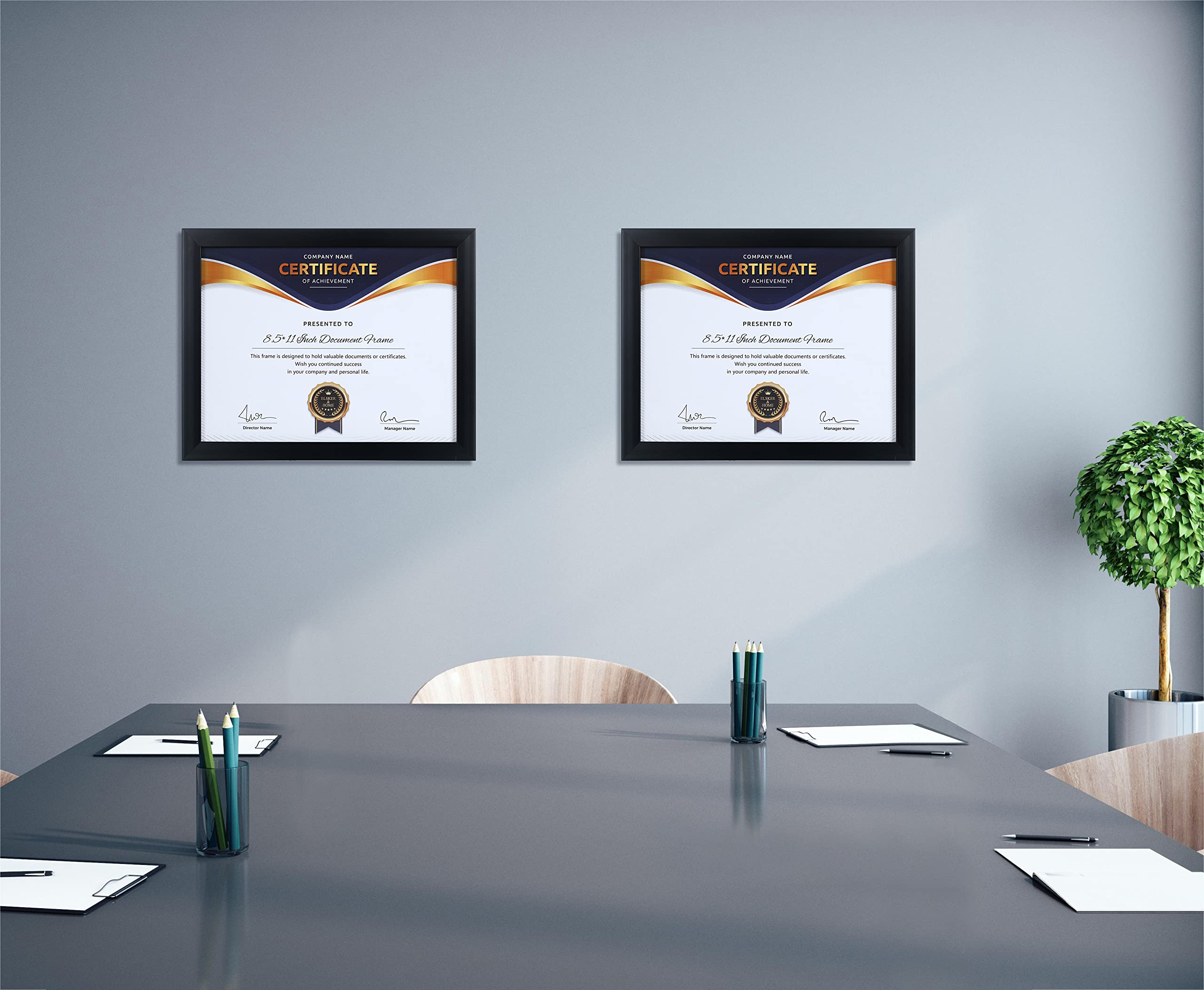 ELSKER&HOME semi-tempered glass front protects certificates from dust