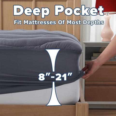 Elven Home King Mattress Pad care instruction shows machine washable convenience.