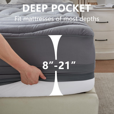 Elven Home machine-washable mattress pad for easy cleaning and refreshing.