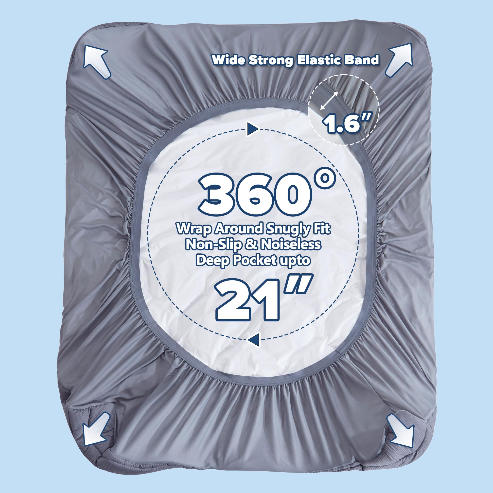 Elven Home Queen Mattress Pad Deep Pocket Fit secures the pad evenly for depth compatibility.