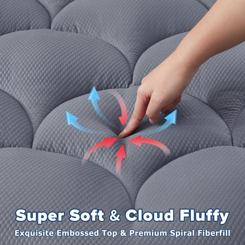 Elven Home Queen Mattress Pad Zoned Quilting adds cozy contour and style.