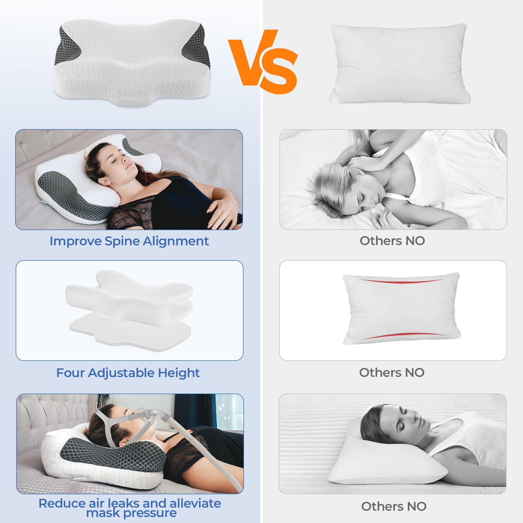 Elviros CPAP Pillow breathable fabric keeps surface cool
