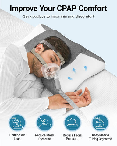 Elviros CPAP pillow mask-friendly area provides extra room for side turns.