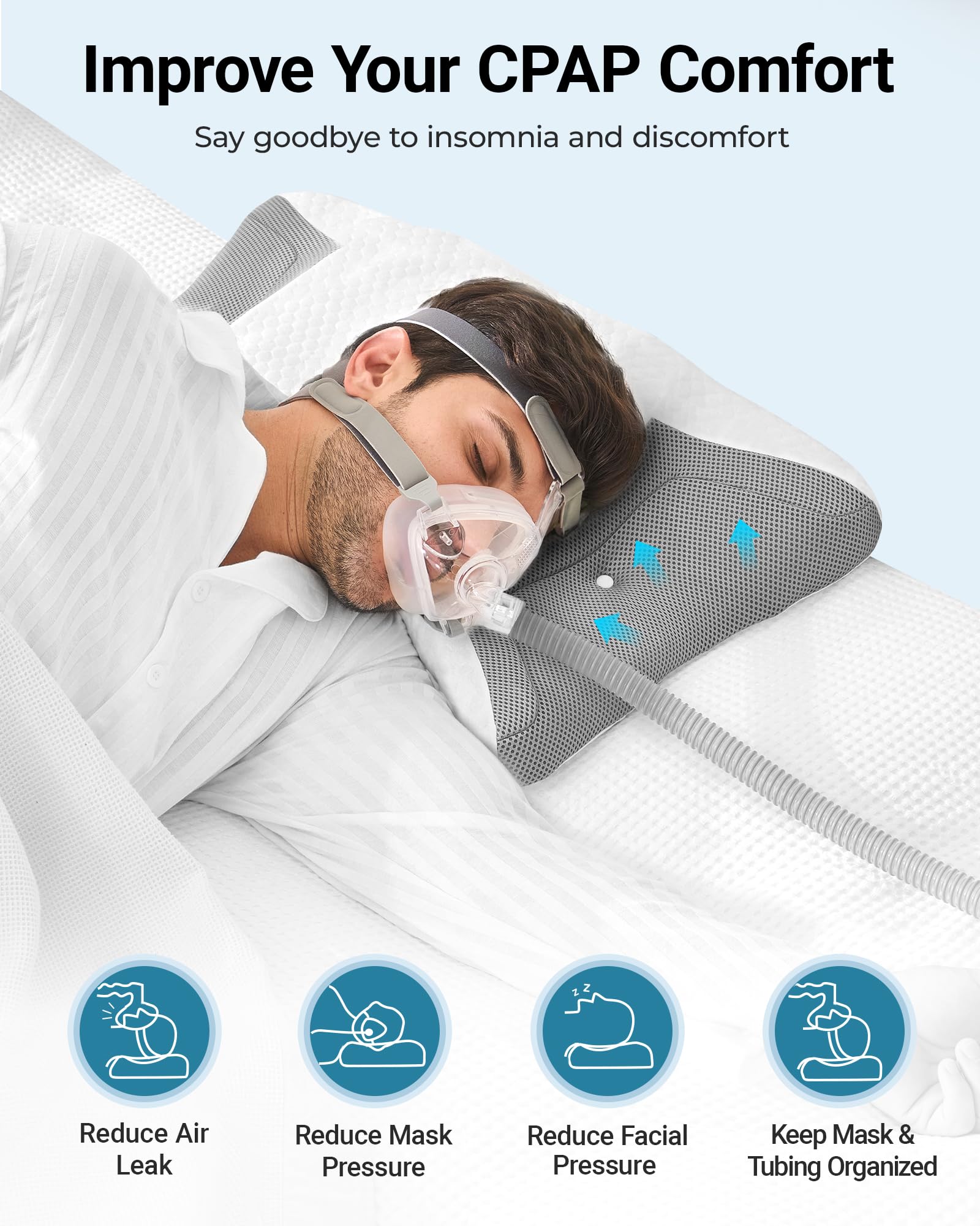 CertiPUR-US memory foam provides lasting support in the Elviros pillow.