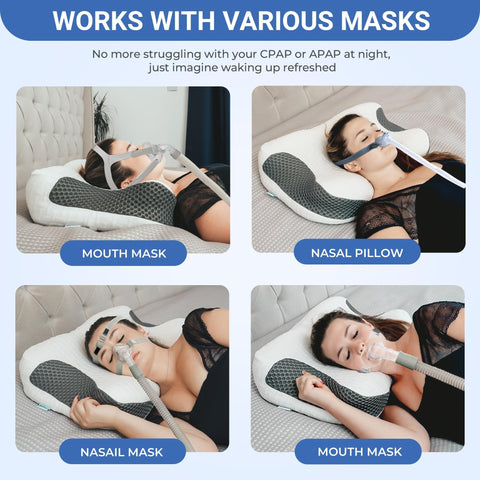 Elviros CPAP Pillow side cutouts reduce tubing interference