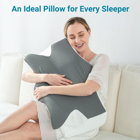 Elviros travel-ready pillow used as a backrest for reading.
