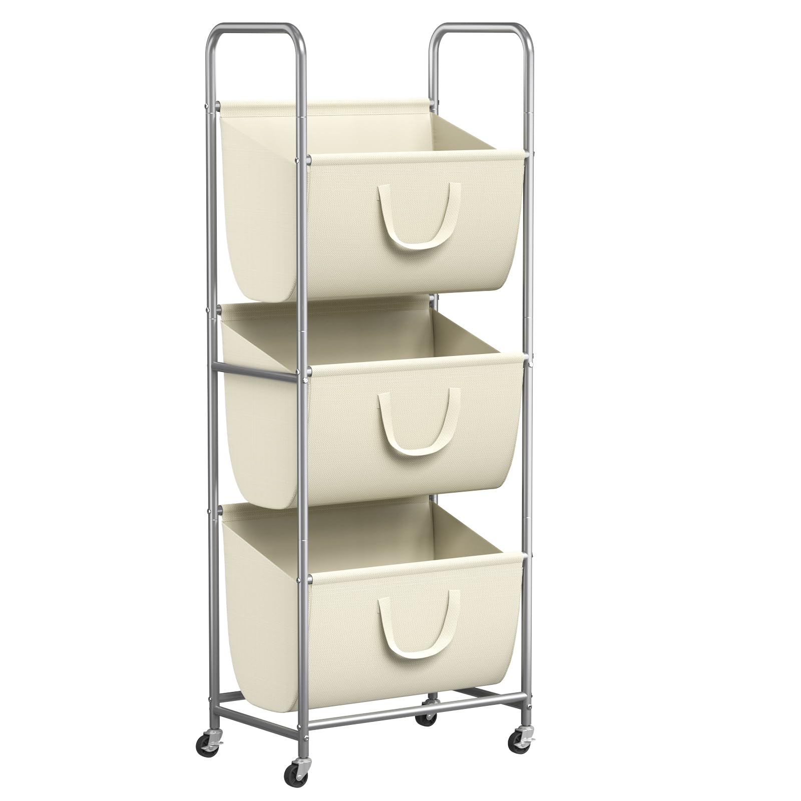 ELYKEN 120L vertical hamper front view showing space-saving design for small spaces.