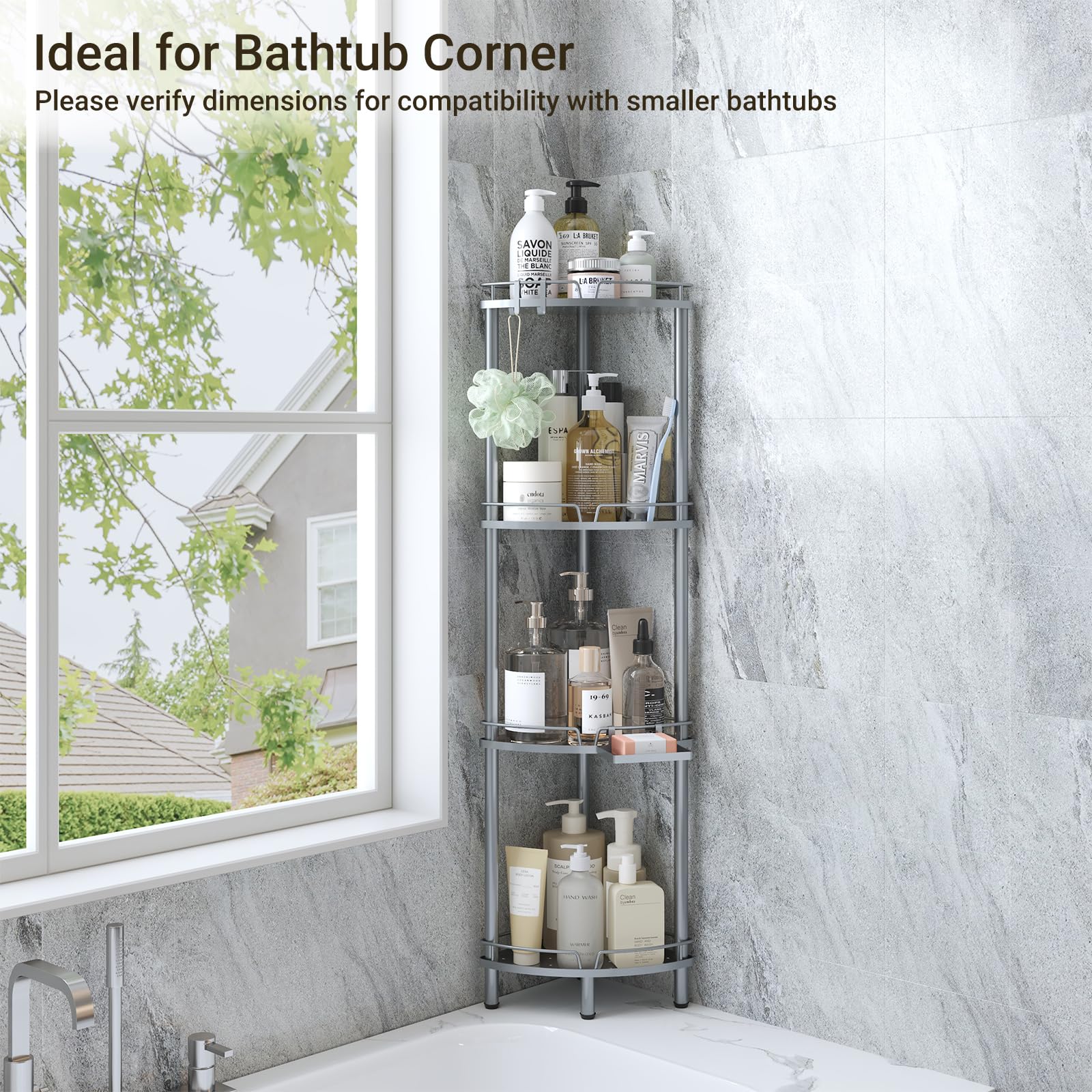 ELYKEN 4-tier design maximizes vertical space for toiletries