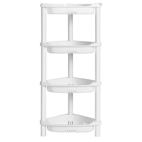 ELYKEN 4-tier corner shower caddy assembled in bathroom for organized storage