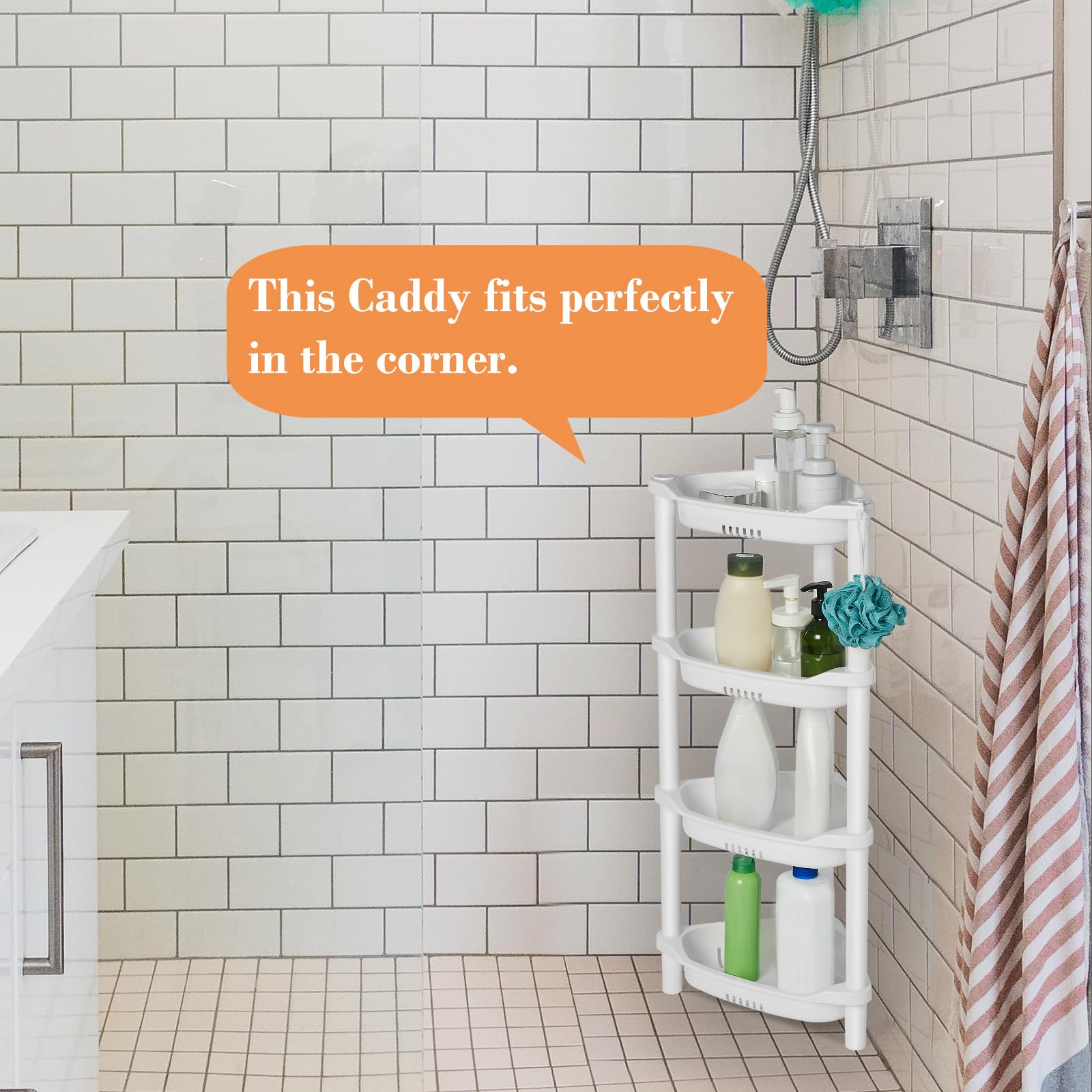 ELYKEN 4-tier drain-design shelves prevent water pooling on shower storage