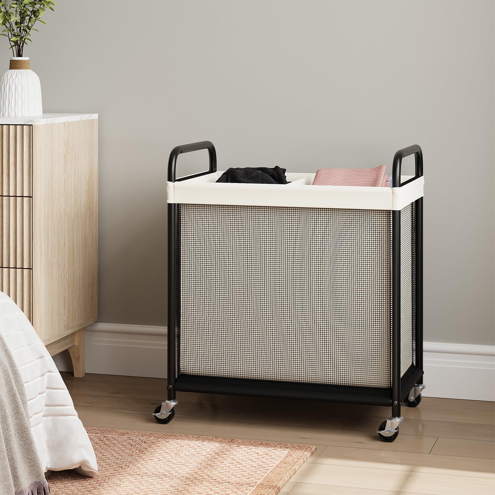 ELYKEN compact 2-section sorter suits apartments and dorm rooms.