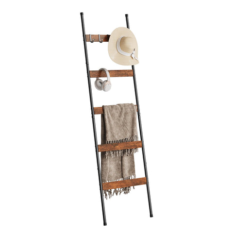 ELYKEN blanket ladder 5-tier displays quilts neatly to enhance living room decor.