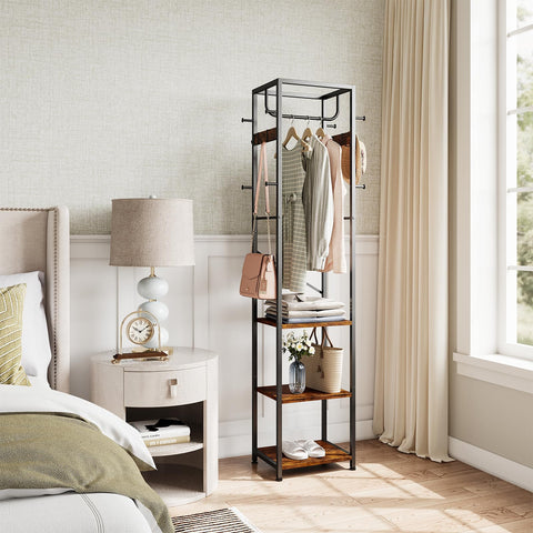 ELYKEN industrial coat rack highlighting durable metal frame in a living area