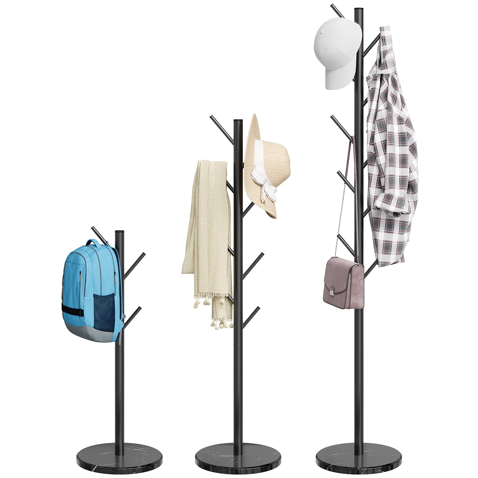 Supports coats, bags, hats, scarves, and more in busy spaces.