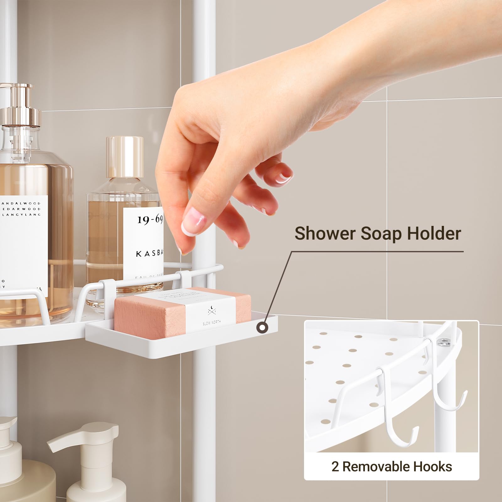 ELYKEN corner unit with side rails prevents bottle slips.