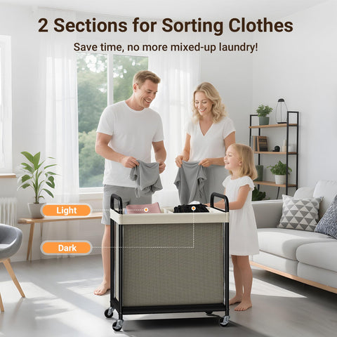 ELYKEN three-compartment sorter helps organize darks, lights, and underwear.
