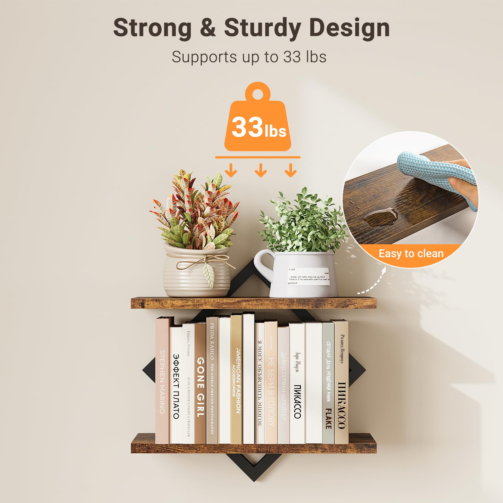 ELYKEN shelves support up to 33 pounds per shelf for versatile use.