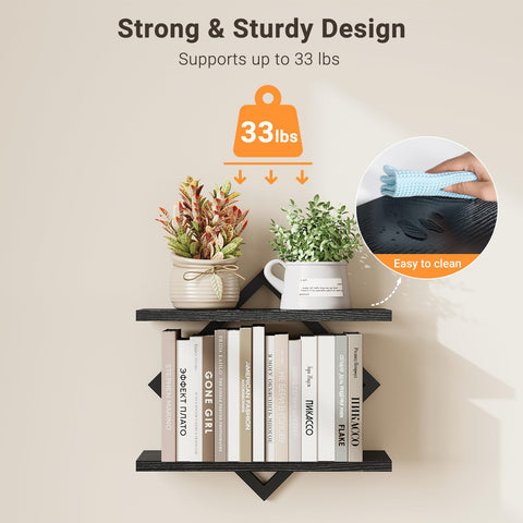 ELYKEN sturdy iron frame and particleboard construction for durable wall storage