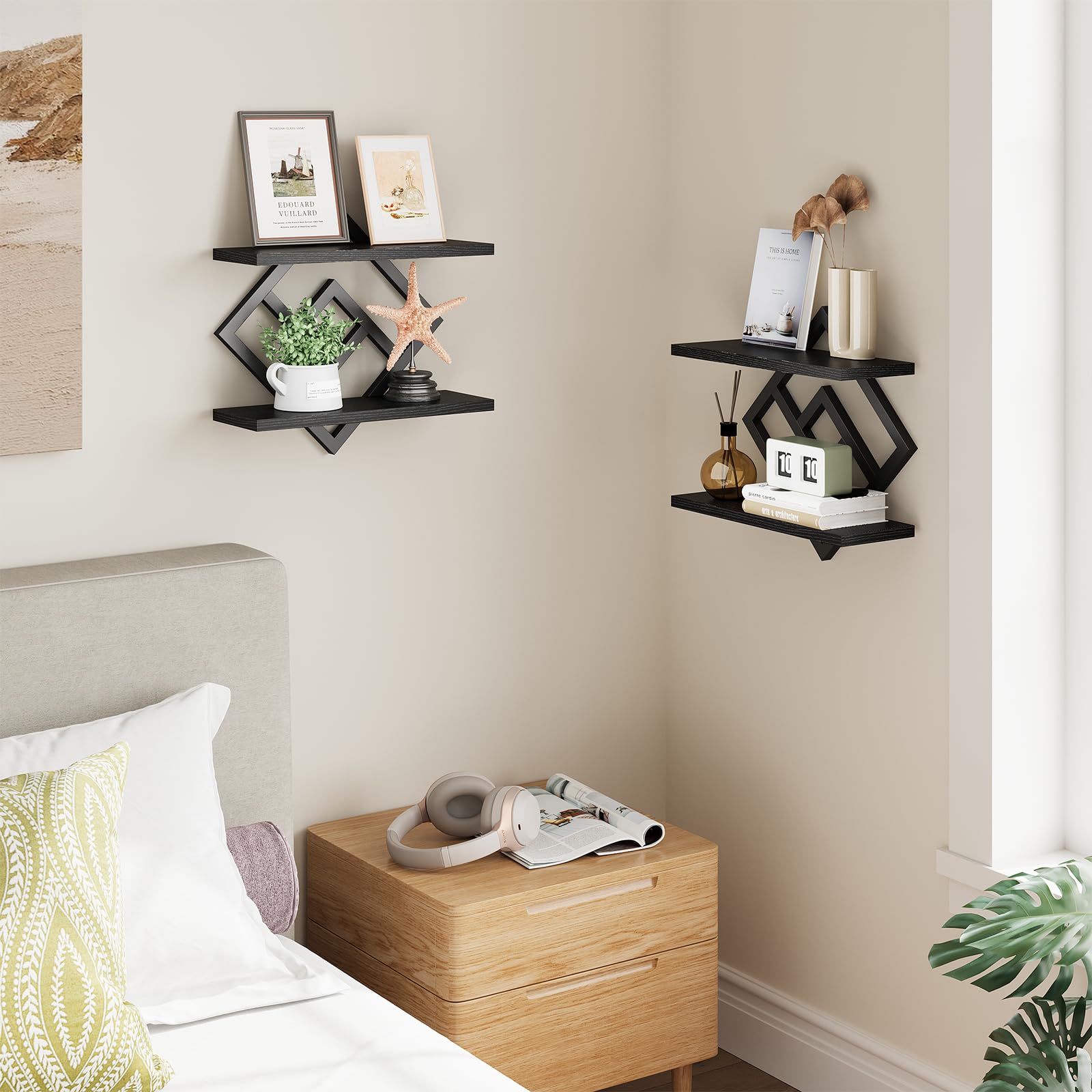 ELYKEN versatile wall mount shelves fit corners or flat walls effortlessly