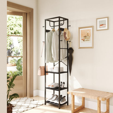 ELYKEN hall tree with twelve hooks to keep coats and bags neatly stored.