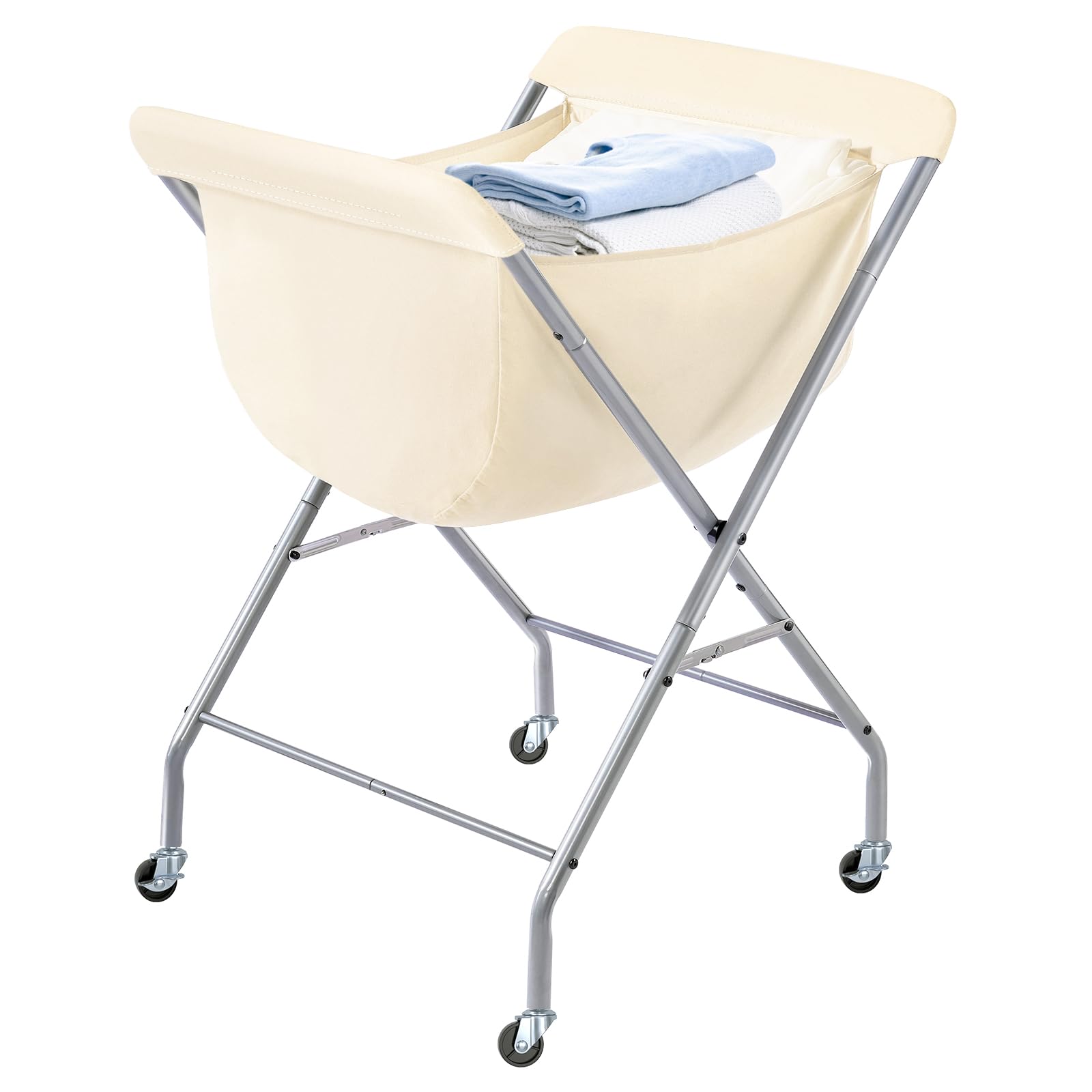 ELYKEN laundry cart with 33-inch height for easier loading and reach.