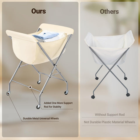 ELYKEN laundry cart with brakes to prevent unwanted movement.