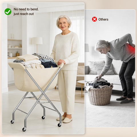 ELYKEN laundry cart 118L capacity fits large loads and bulky textiles.