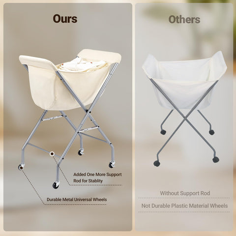 ELYKEN laundry cart foldable design saves space when not in use.