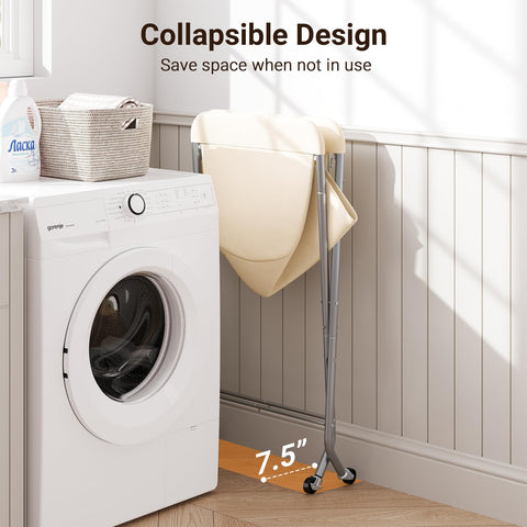 ELYKEN laundry cart removable liner bag keeps laundry contained and washable.