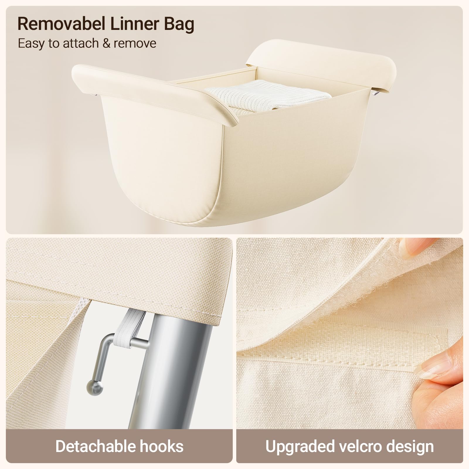 ELYKEN laundry cart side pocket for clips and small items.