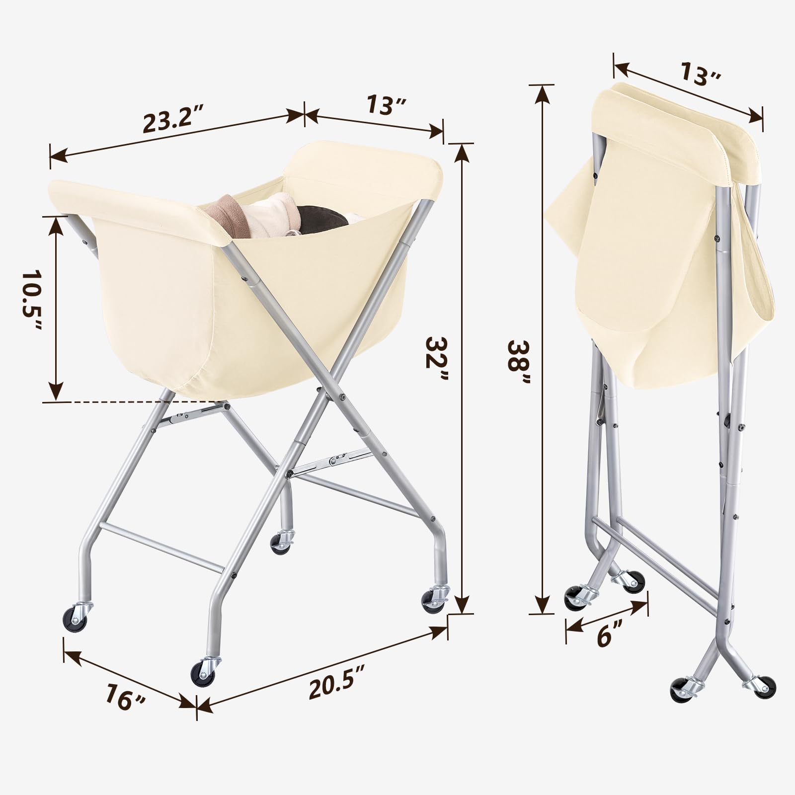 ELYKEN laundry cart Velcro-secure bag prevents detachment during use.