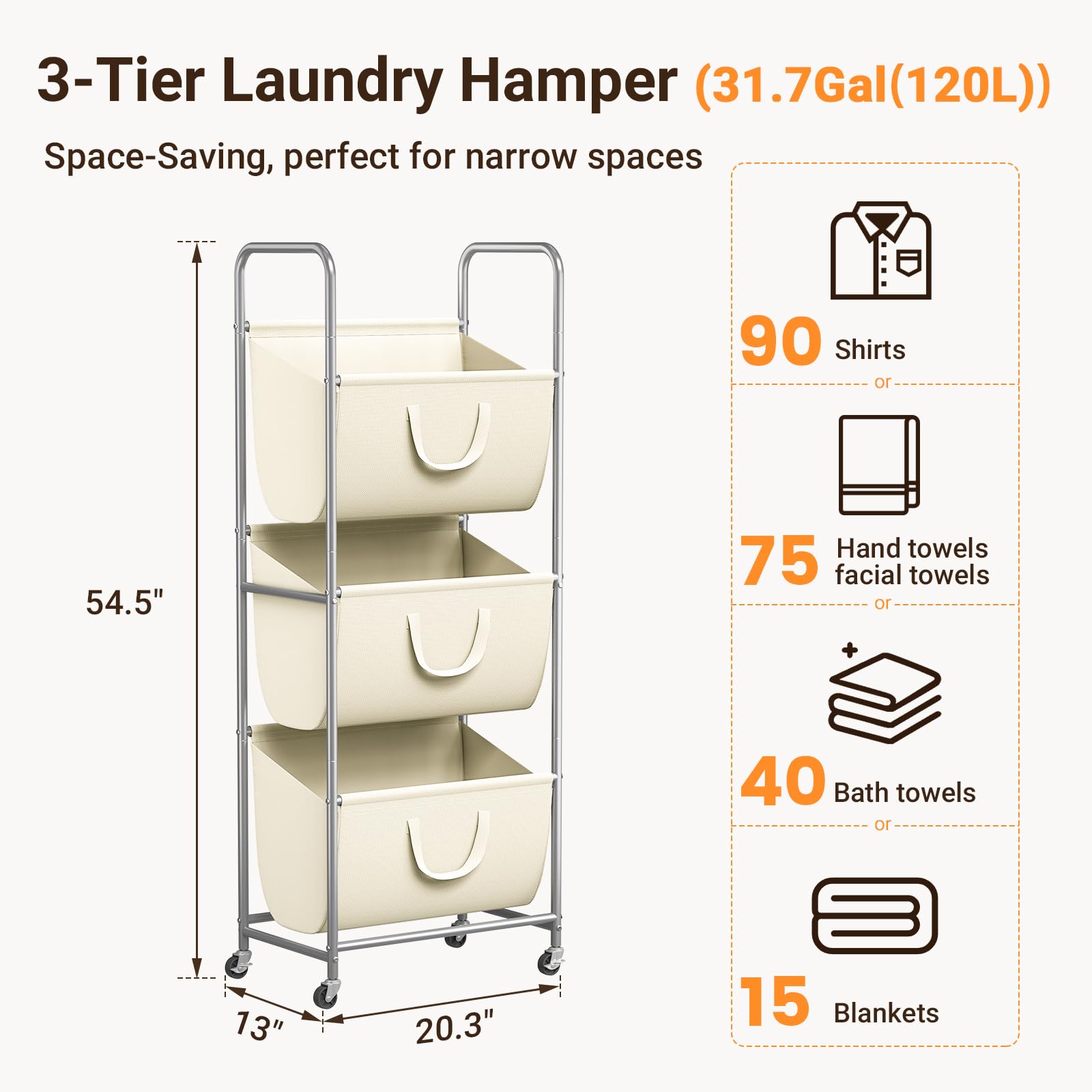 ELYKEN removable bags with Velcro fasteners enable carrying a single sorted load.