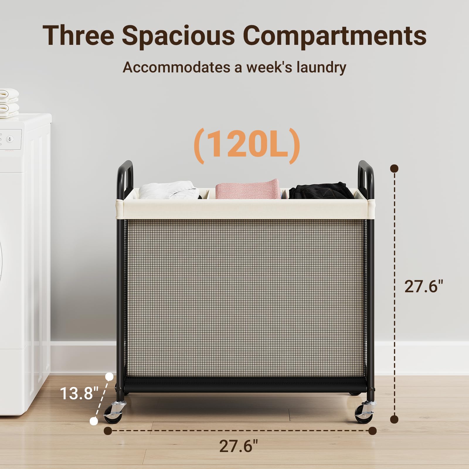 ELYKEN removable liner bag feature, easy transfer to laundry room and machine wash.